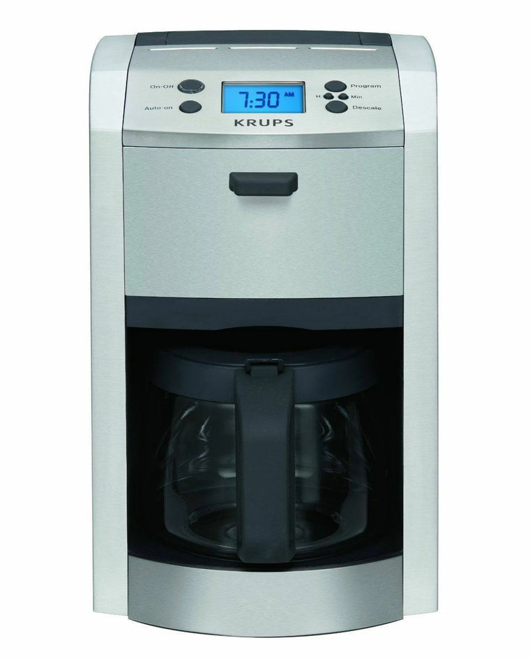 Programmable 12-Cup Coffee Maker by Krups, Featuring Die-Cast Construction and Stainless Finish, KM8105
