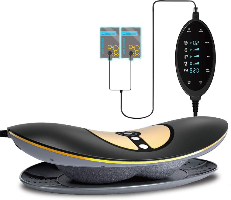 Real Relax Lumbar Traction Massager with Heat, Vibration and Electrotherapy for Lower Back and Waist Support, Spinal Decompression and Sciatica Pain Relief