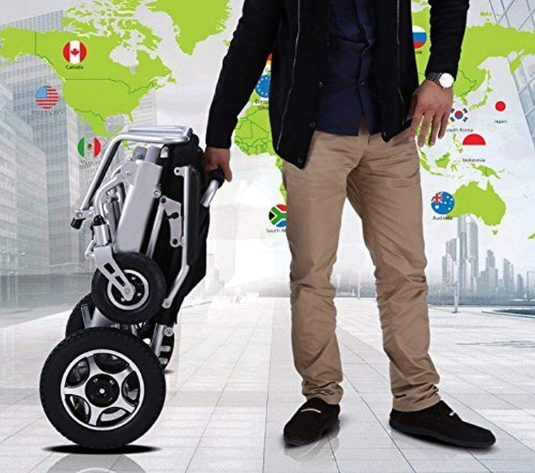 Foldable Lightweight Electric Power Wheelchair for Travel, Aviation-Safe Heavy-Duty Mobility Scooter with Motorized Drive