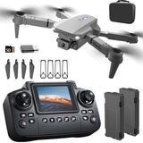 E88 Foldable Mini Drone with Screen Controller, SD Card, 2 Batteries, 360° Flips, Waypoint Flight, Active Obstacle Avoidance, and One-Key Takeoff/Landing, Black